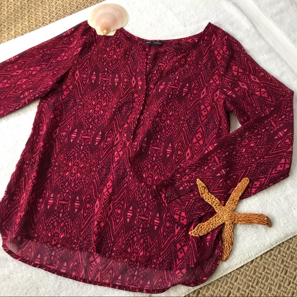 🧿2/$20🧿 AEO Sheer Aztec Print Blouse (2b)
